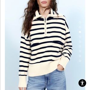 Zara zip striped sweater
